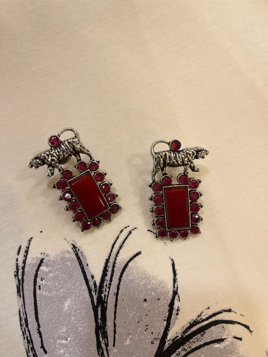 German Silver Oxidised Earring