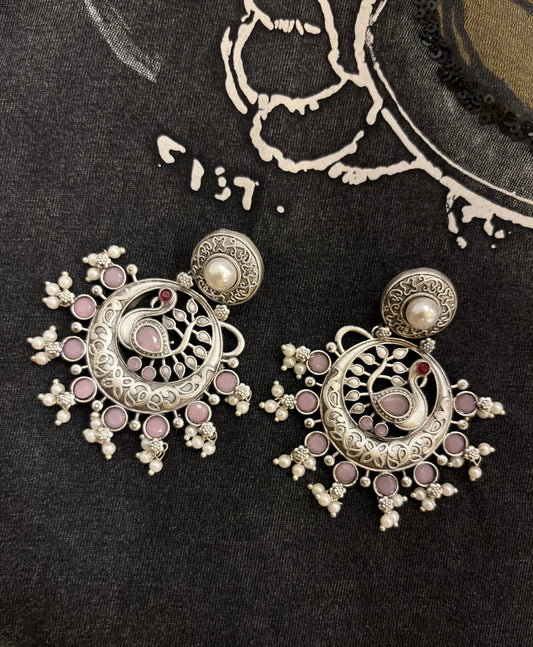 German Silver Oxidised Earring