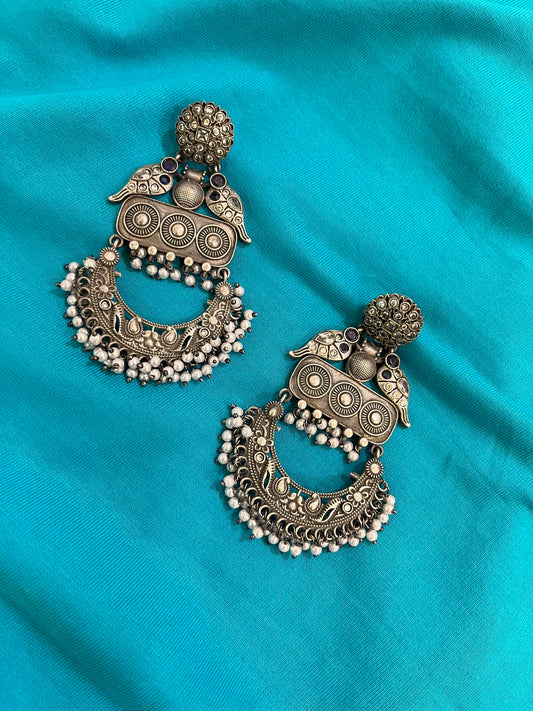 German Silver Oxidised Earring