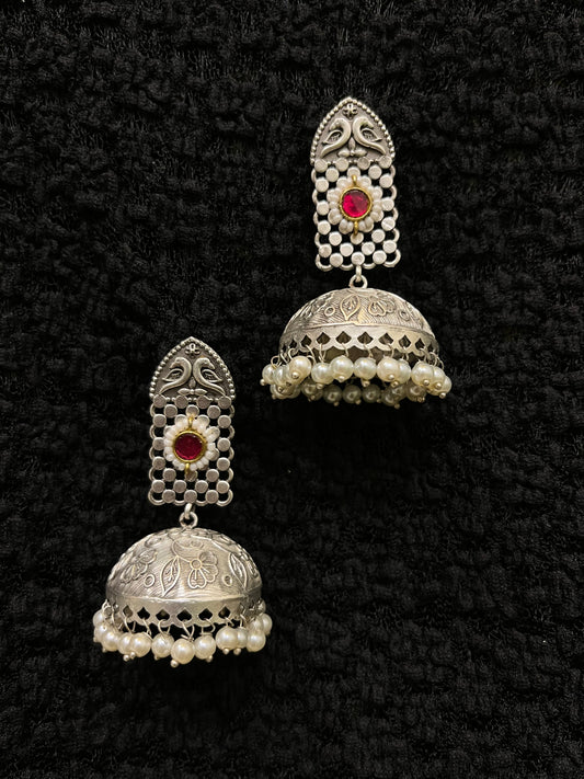 German Silver Oxidised Earring