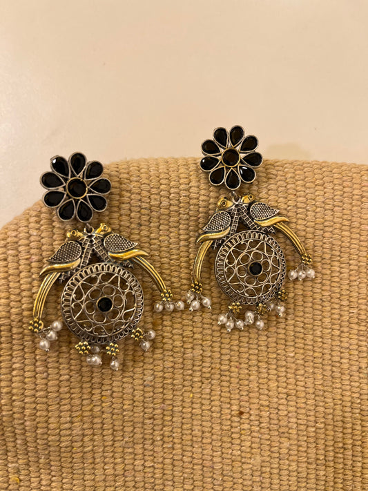 German Silver Oxidised Earring