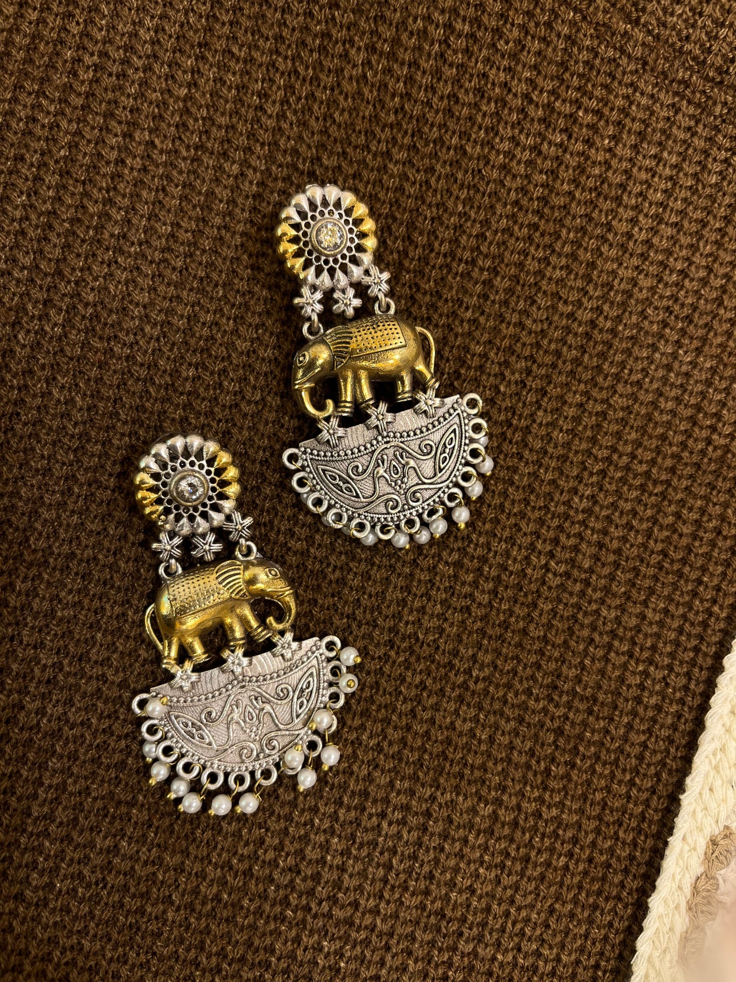 German Silver Oxidised Earring