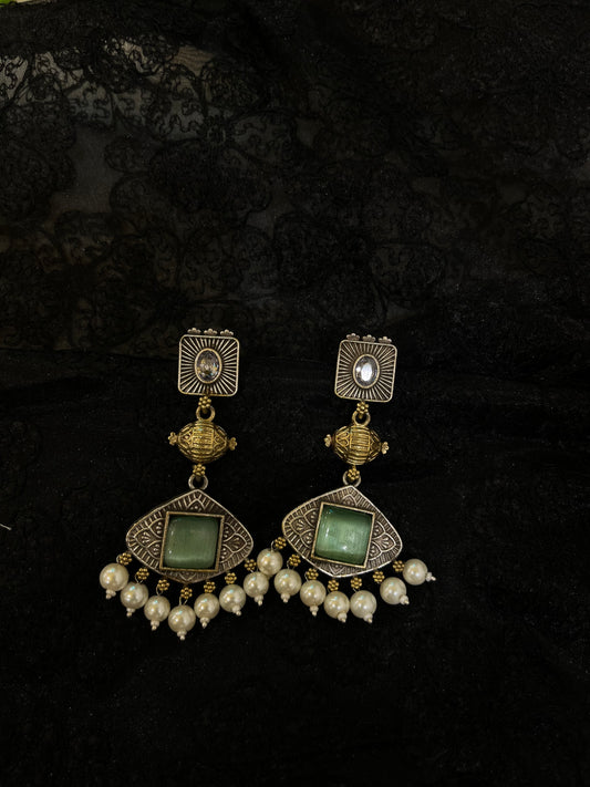 German Silver Oxidised Earring