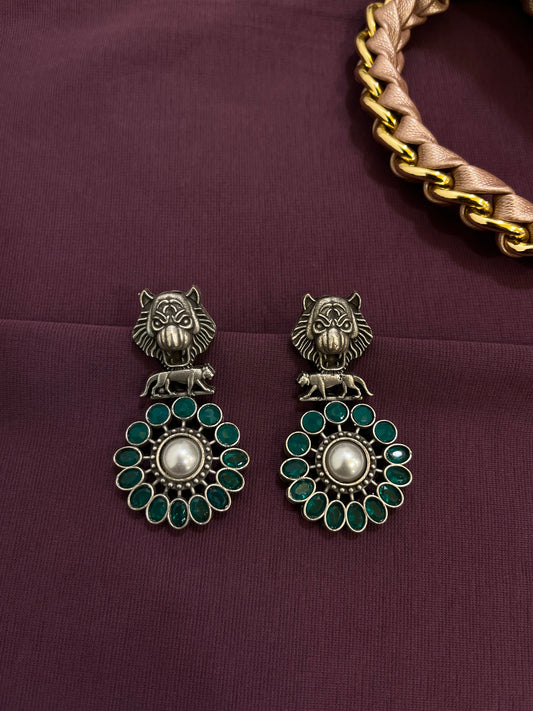 German Silver Oxidised Earring