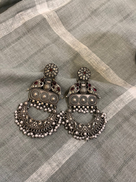German Silver Oxidised Earring