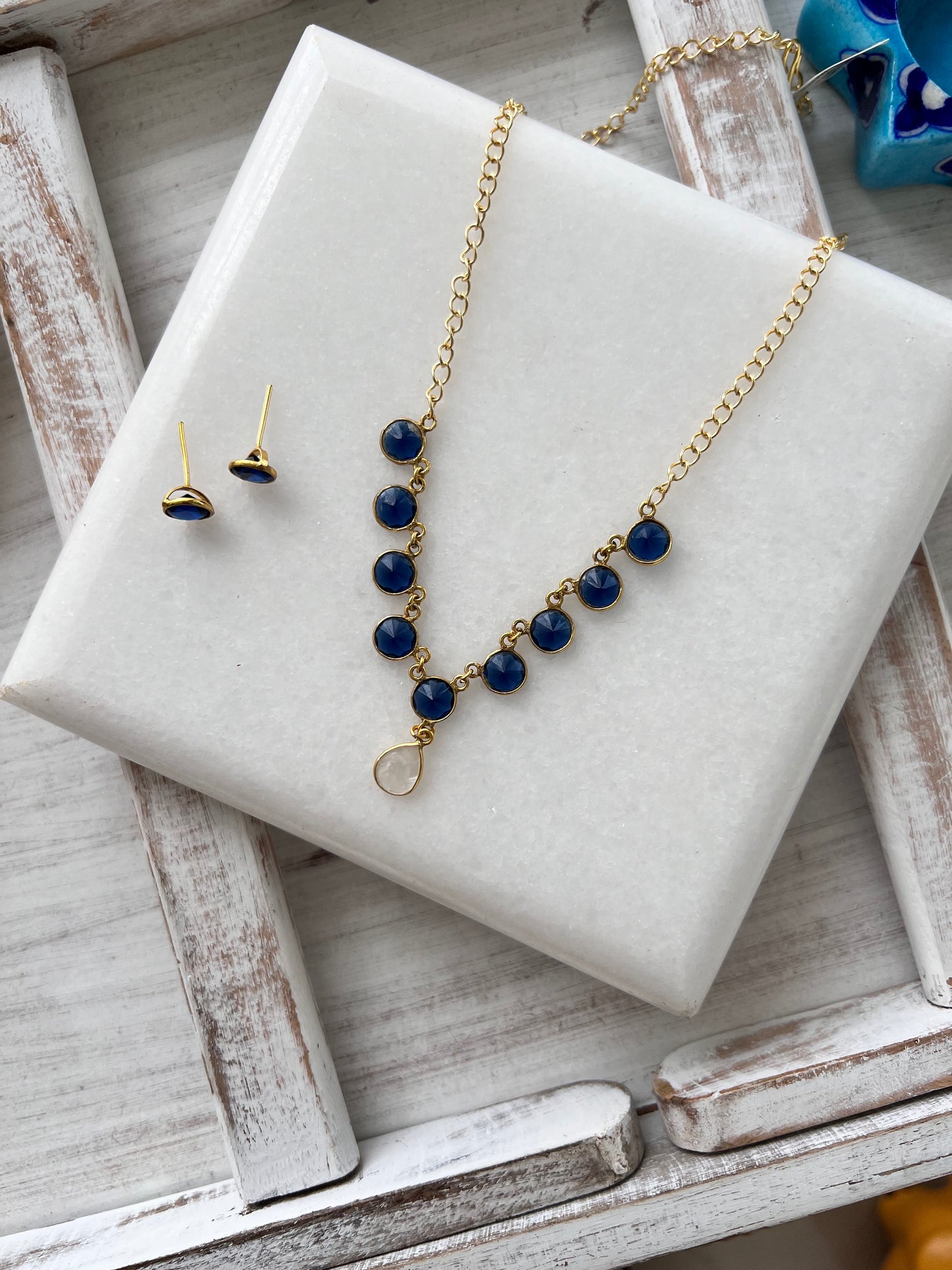 Blue Stone Necklace Set