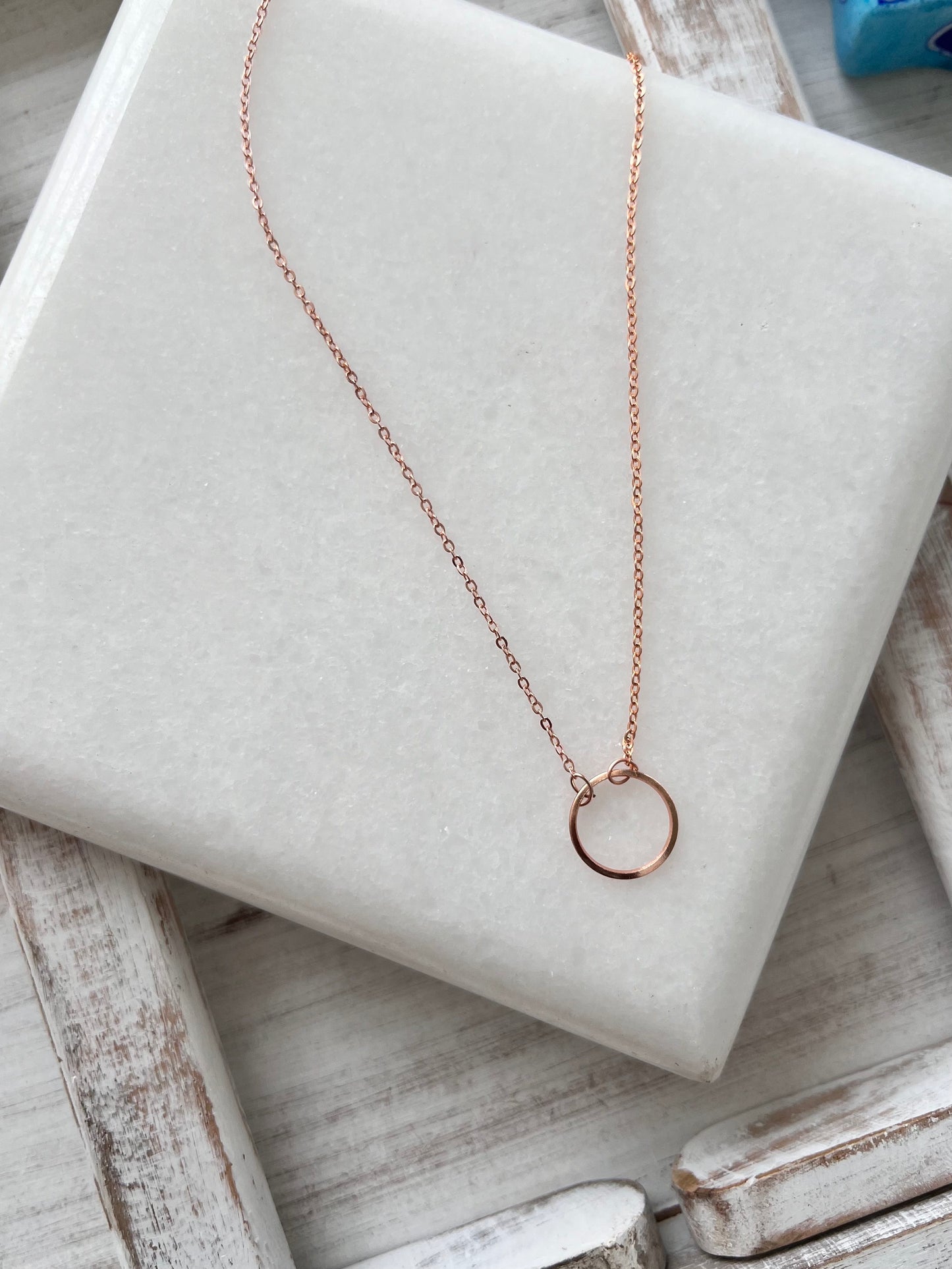 Rose Gold Plated Chain Necklace with Circle Pendant
