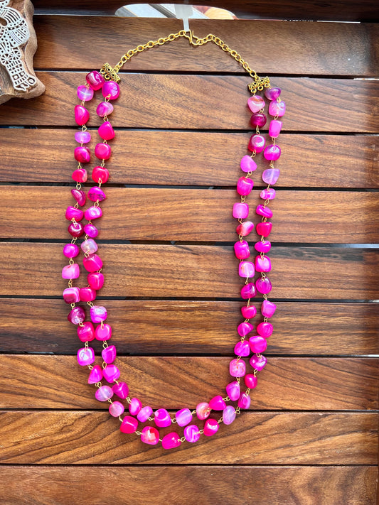 Handcrafted Semi Precious Double Layer Necklace