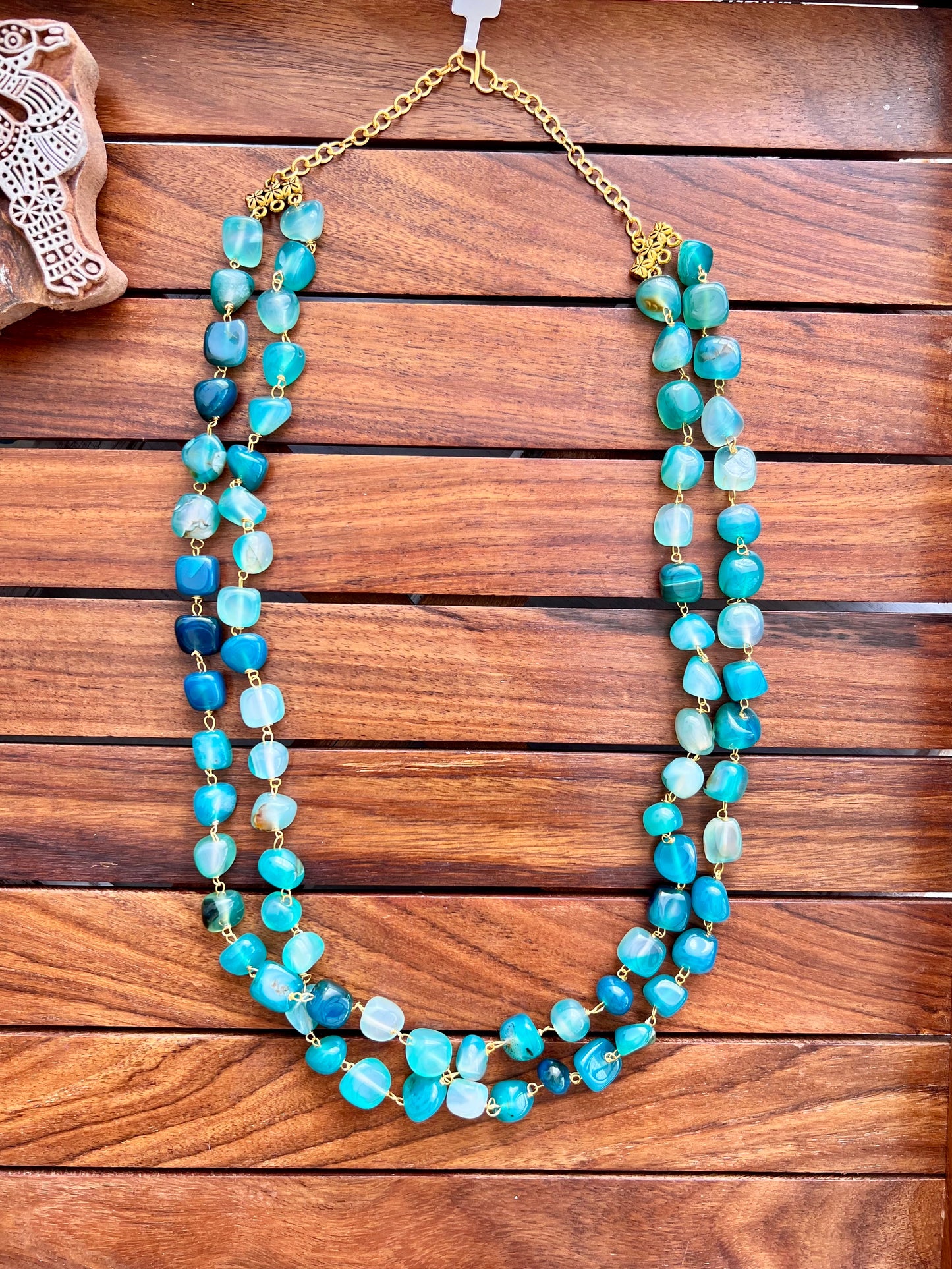 Handcrafted Semi Precious Double Layer Necklace