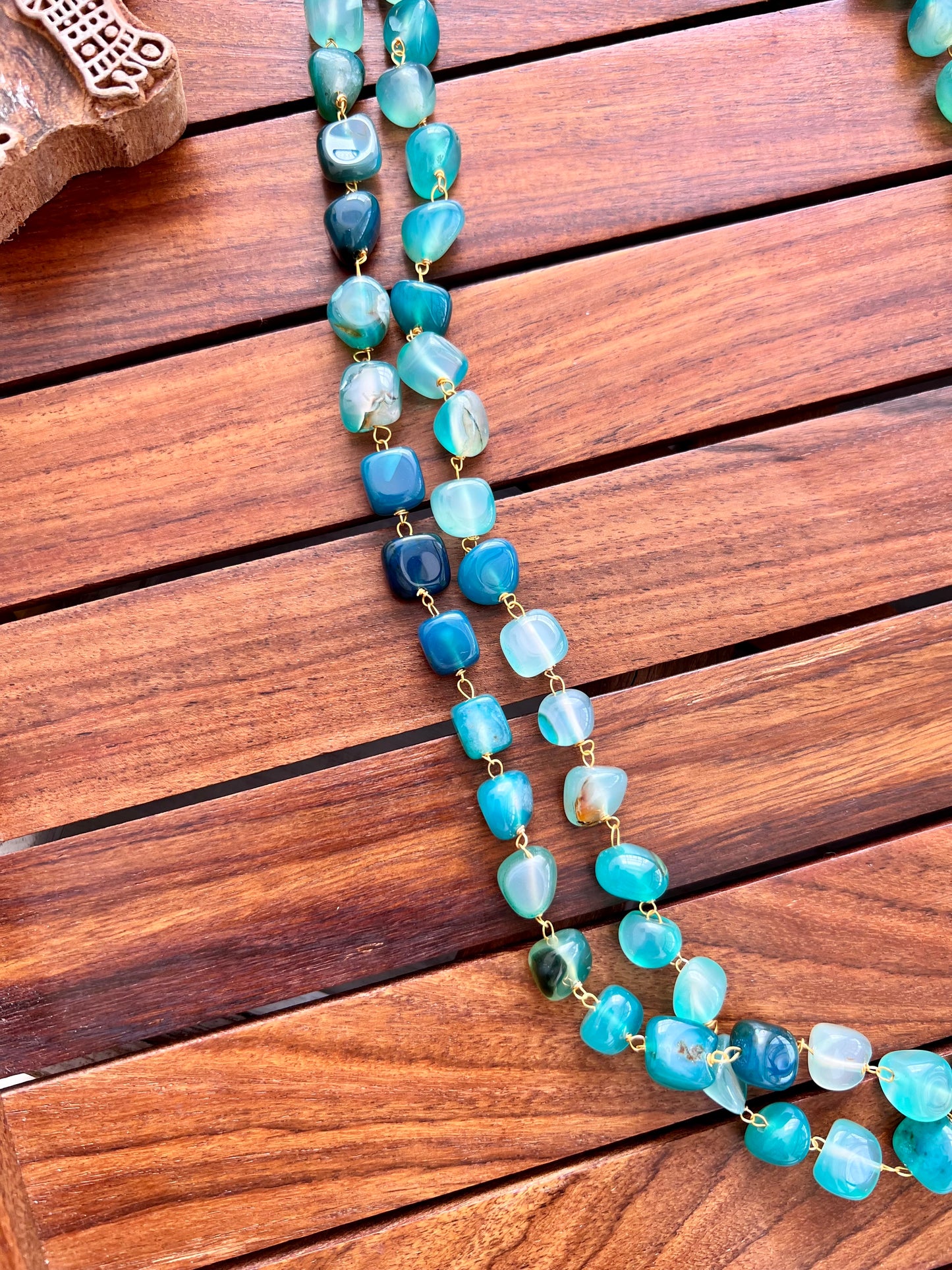 Handcrafted Semi Precious Double Layer Necklace