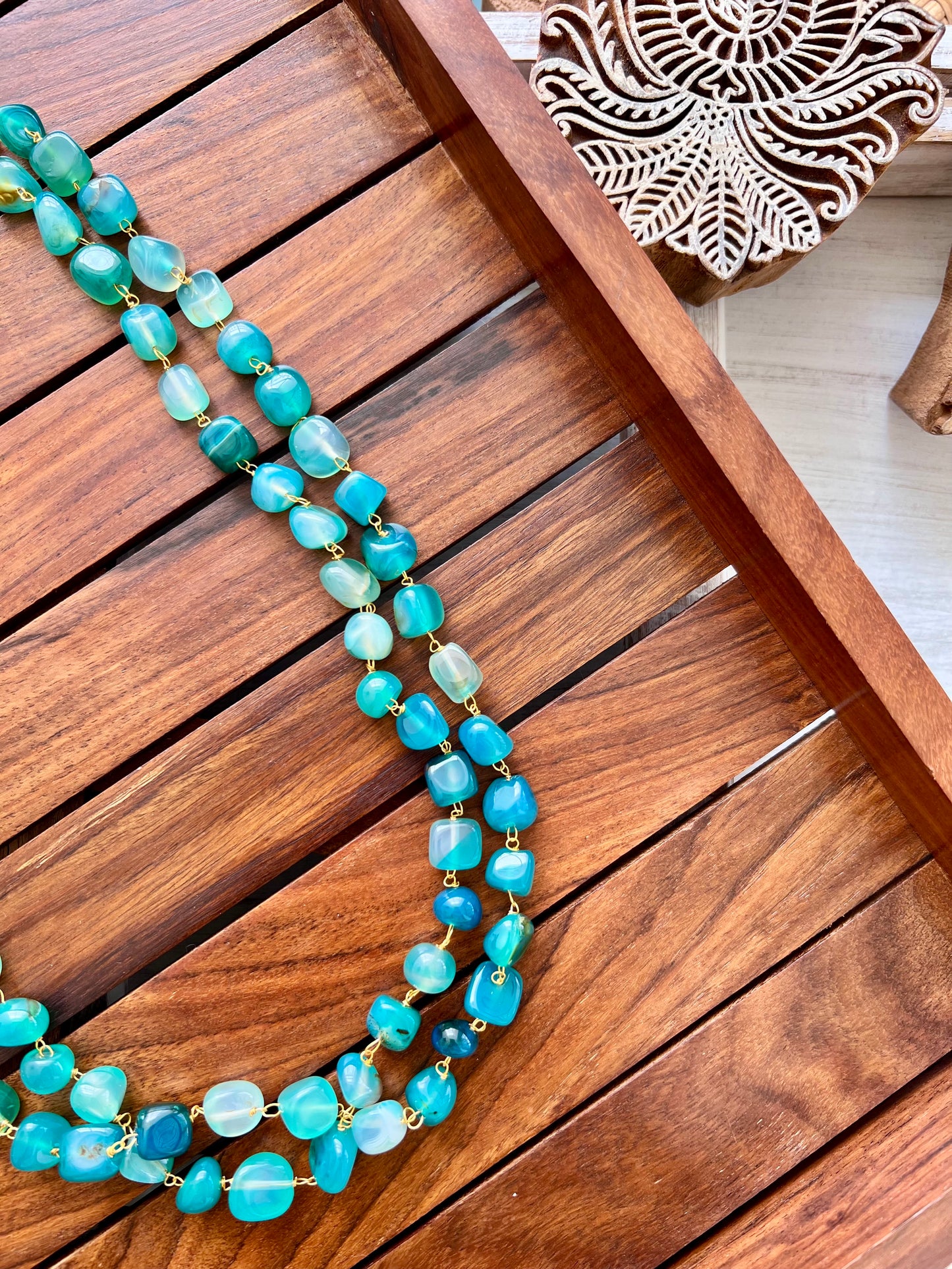 Handcrafted Semi Precious Double Layer Necklace