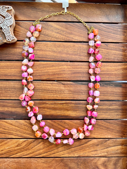 Handcrafted Semi Precious Double Layer Necklace