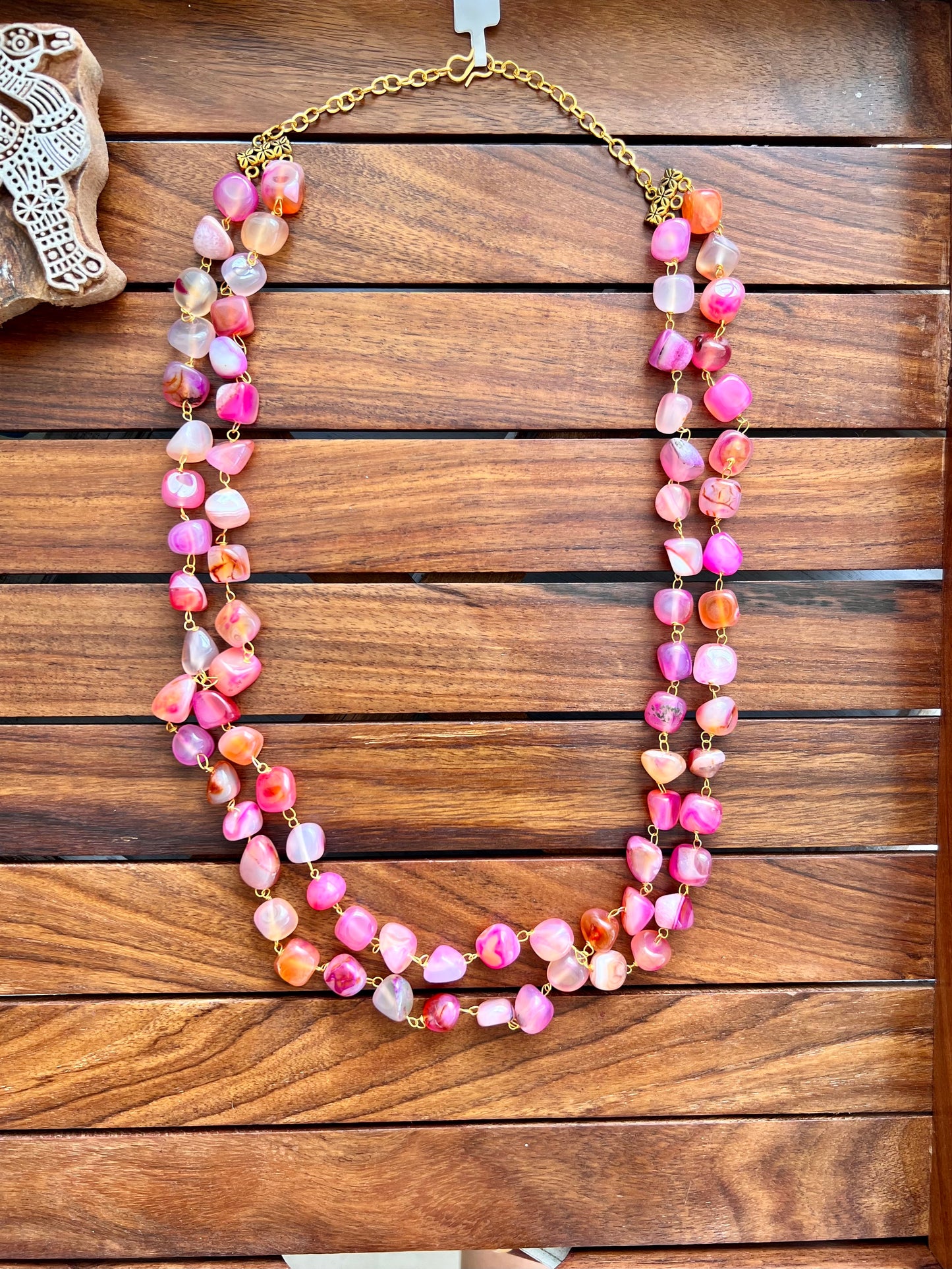 Handcrafted Semi Precious Double Layer Necklace