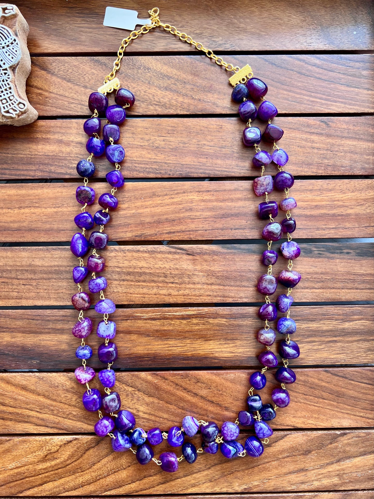 Handcrafted Semi Precious Double Layer Necklace