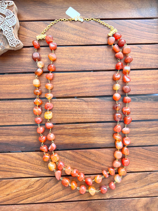 Handcrafted Semi Precious Double Layer Necklace