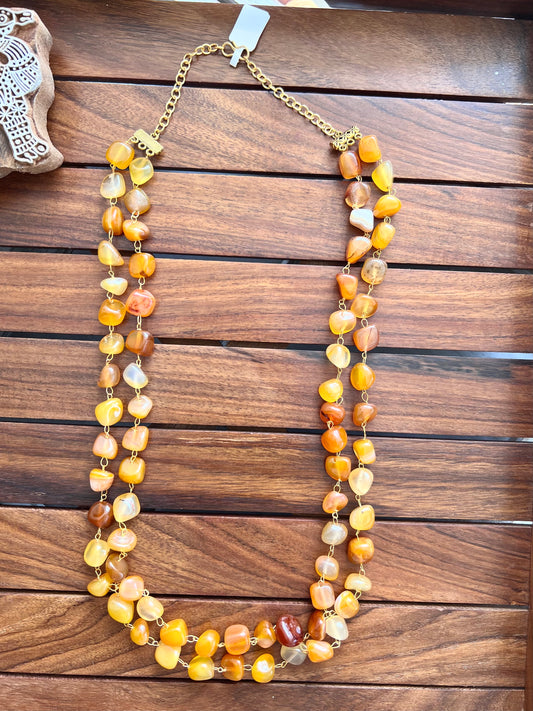 Handcrafted Semi Precious Double Layer Necklace