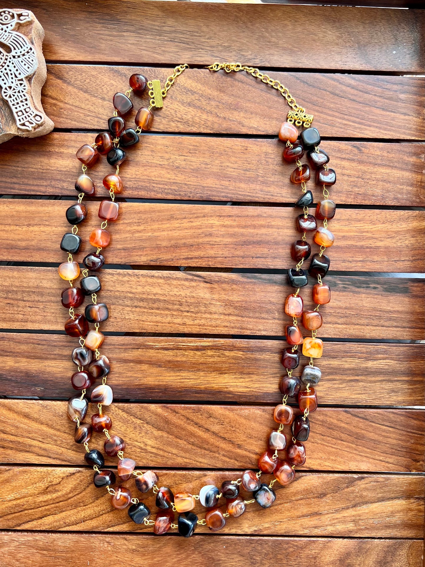 Handcrafted Semi Precious Double Layer Necklace