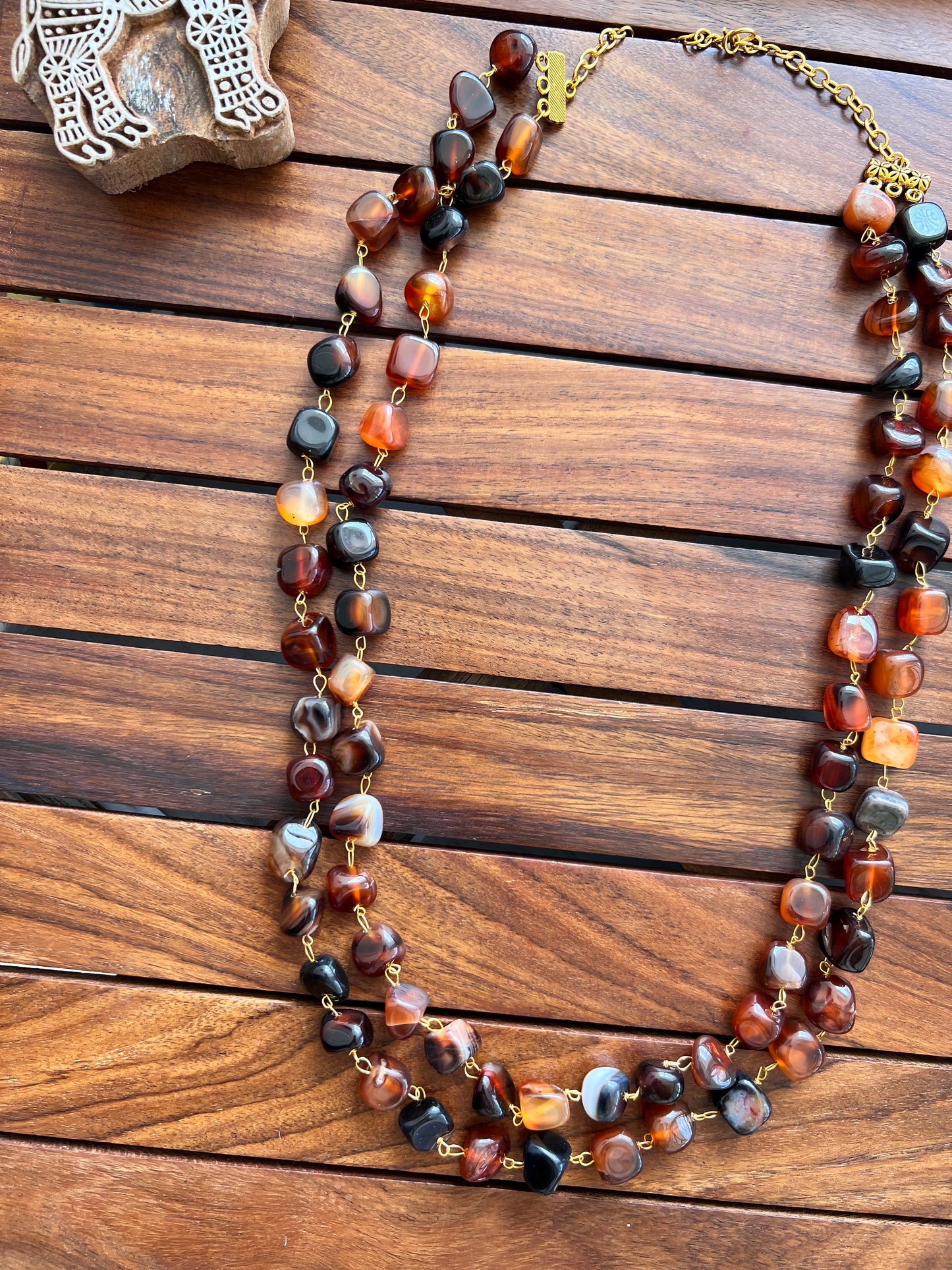 Handcrafted Semi Precious Double Layer Necklace