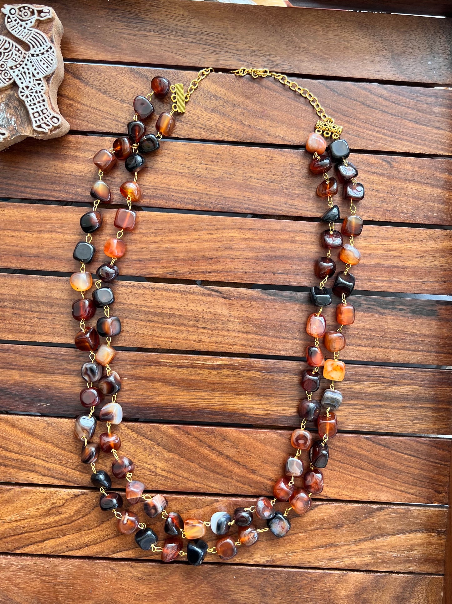 Handcrafted Semi Precious Double Layer Necklace