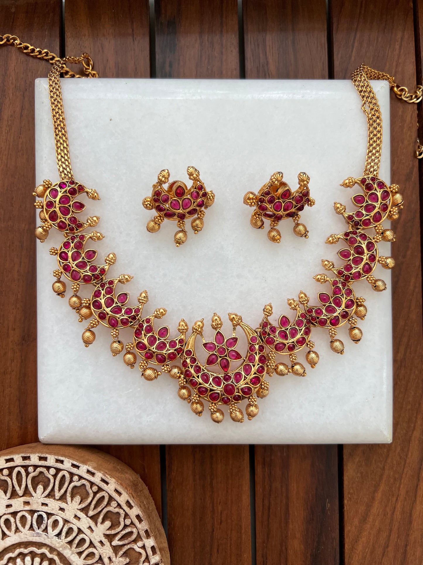 Gold Plated Necklace with Earring