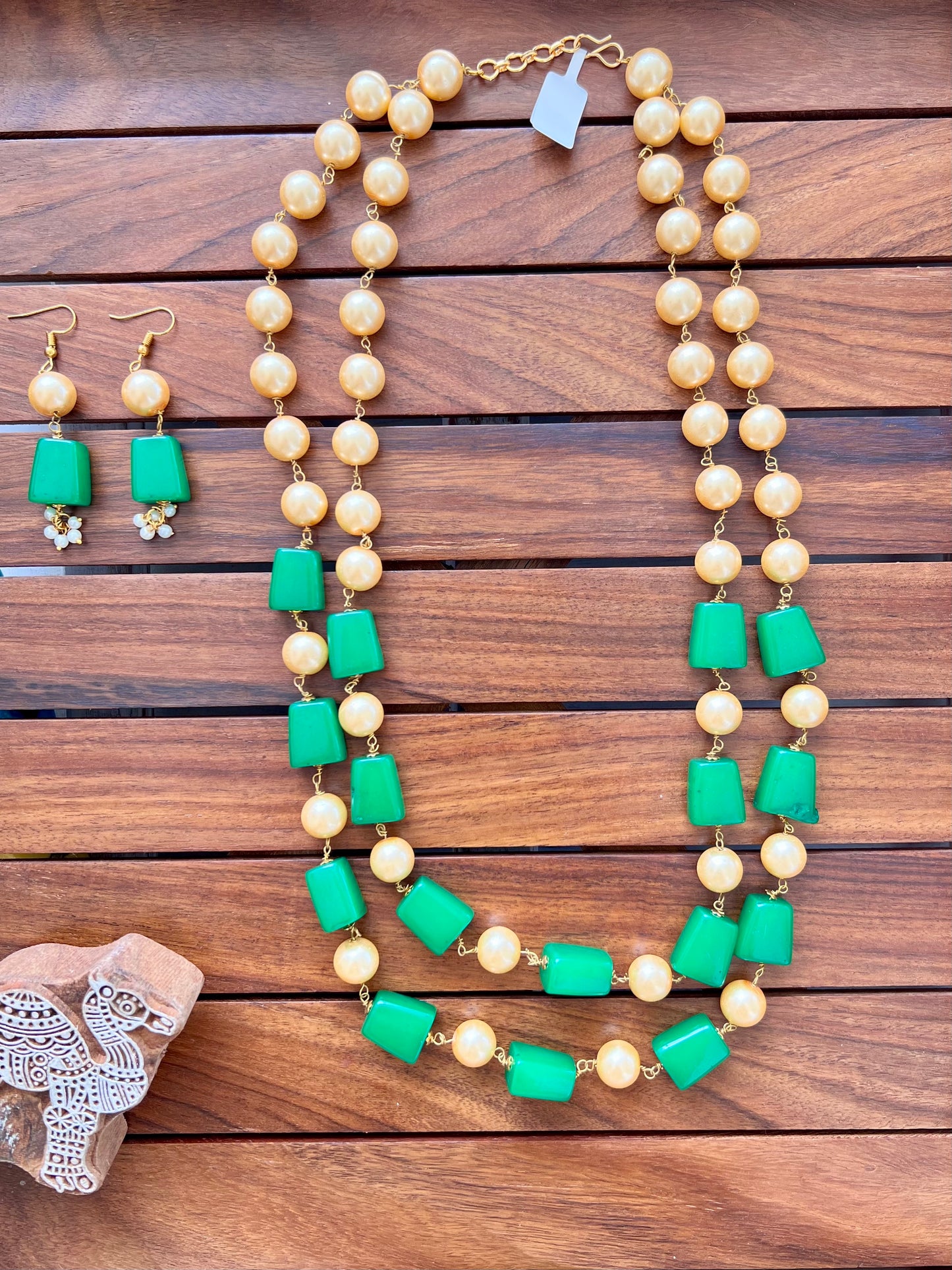 Double Layer Necklace with Earrings