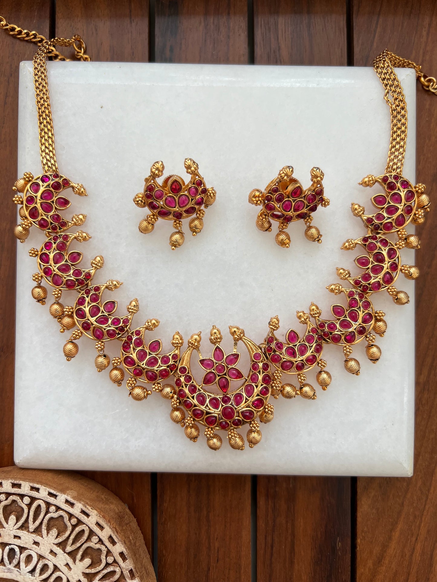 Gold Plated Necklace with Earring