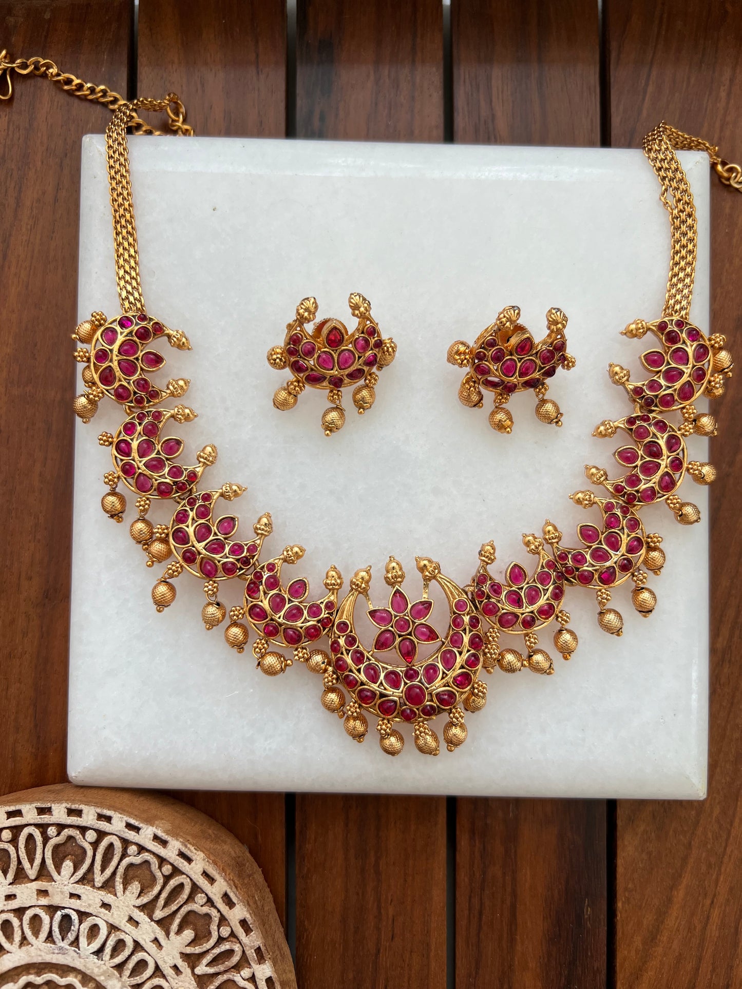 Gold Plated Necklace with Earring