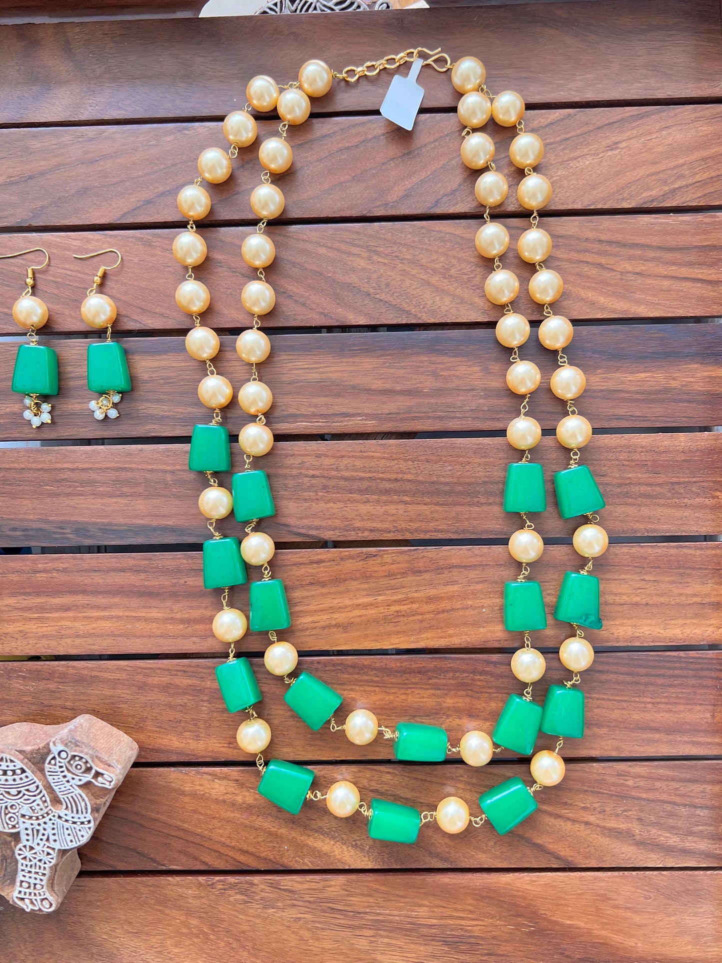 Double Layer Necklace with Earrings