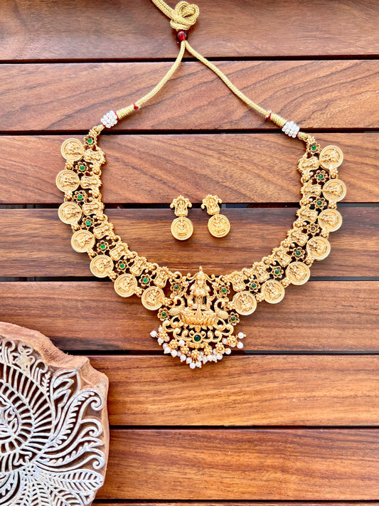 Gold Plated Metal Necklace with Earring