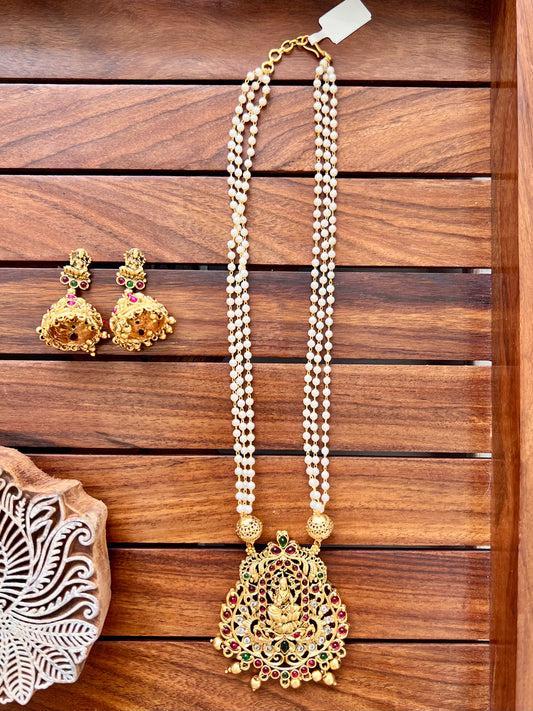 Gold Plated Metal Necklace with Earring