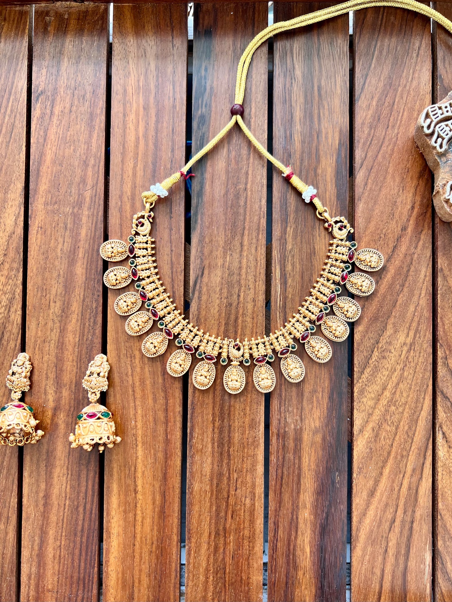 Gold Plated Metal Necklace with Earring