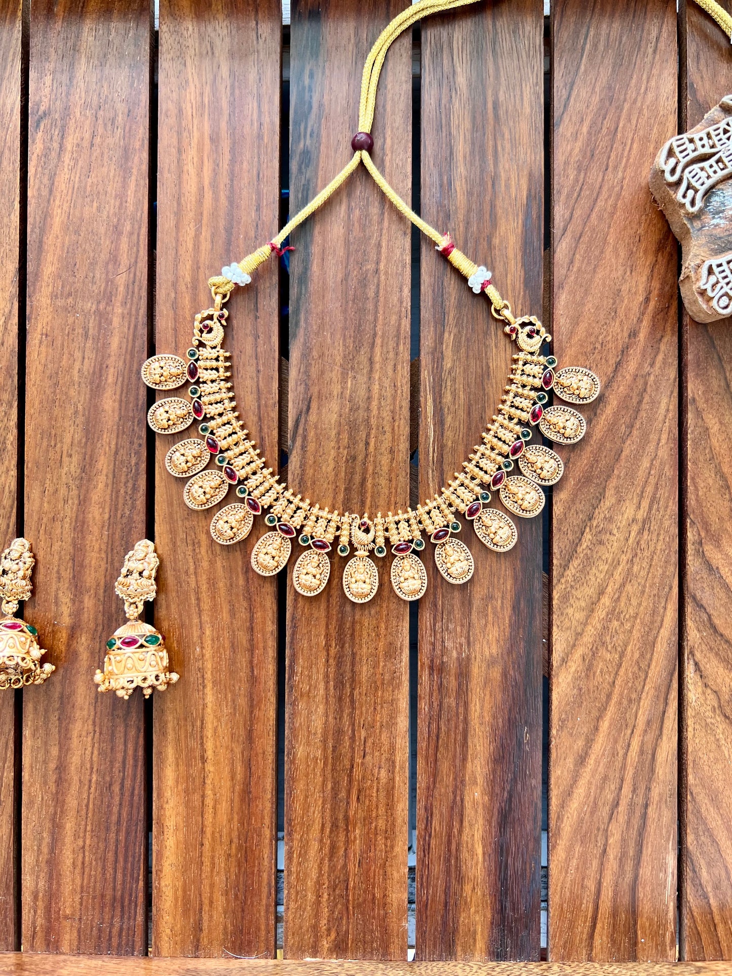 Gold Plated Metal Necklace with Earring