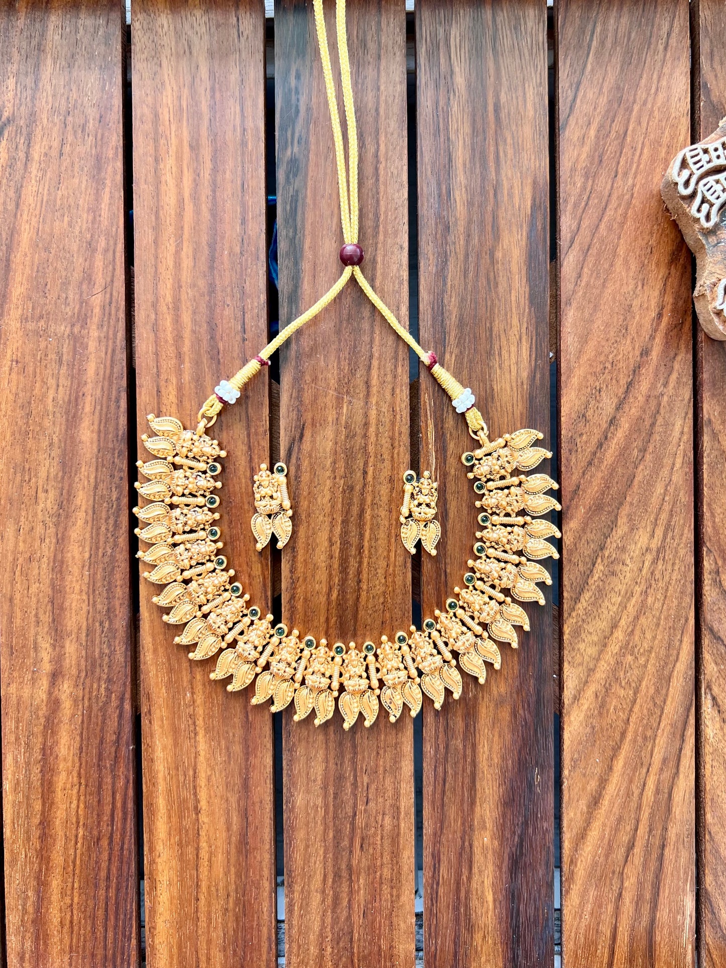 Gold Plated Metal Necklace with Earring