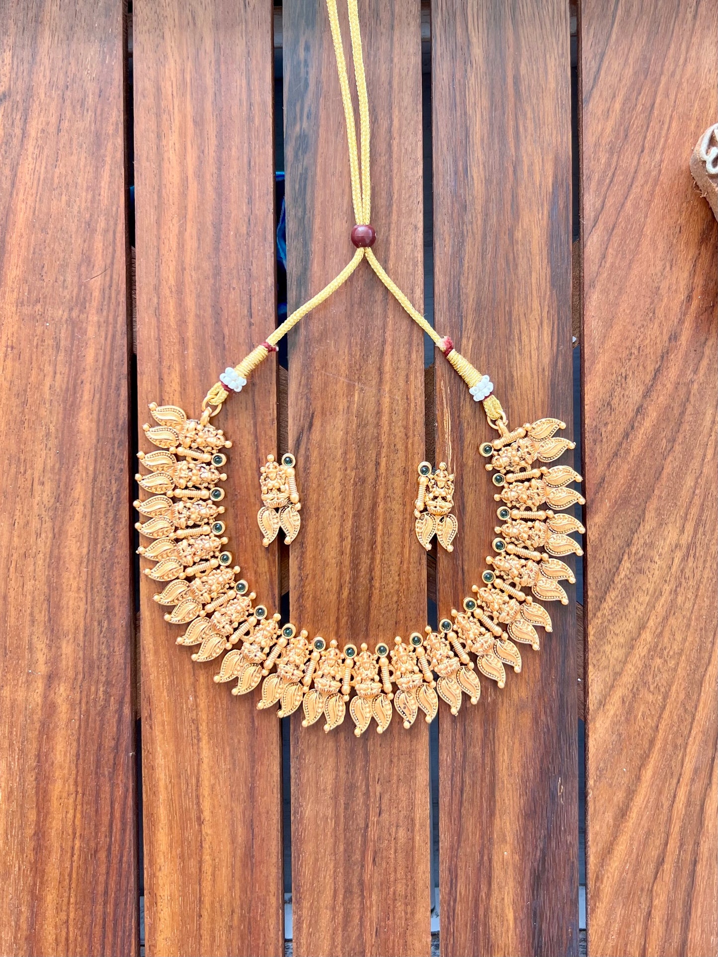 Gold Plated Metal Necklace with Earring