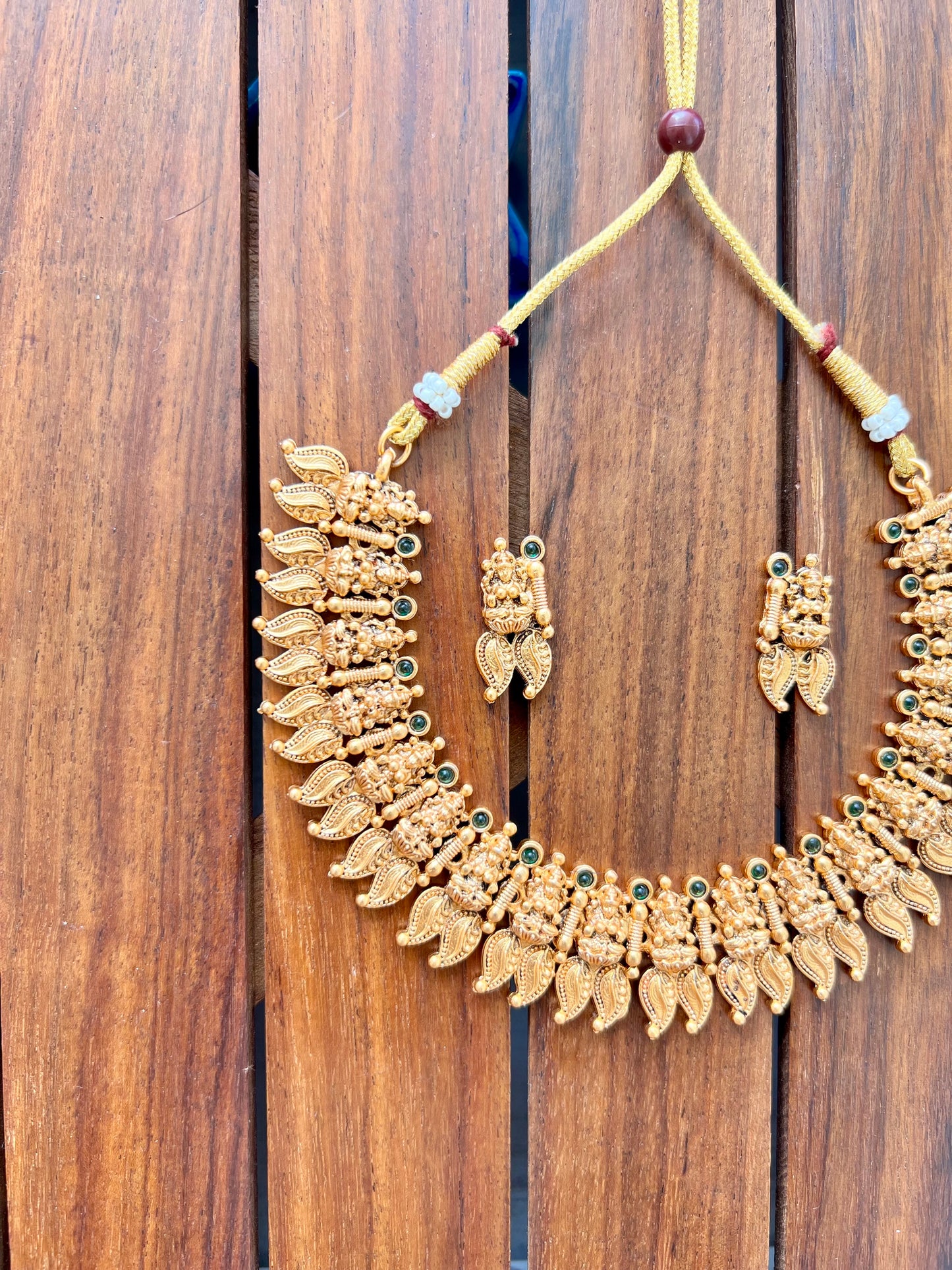 Gold Plated Metal Necklace with Earring