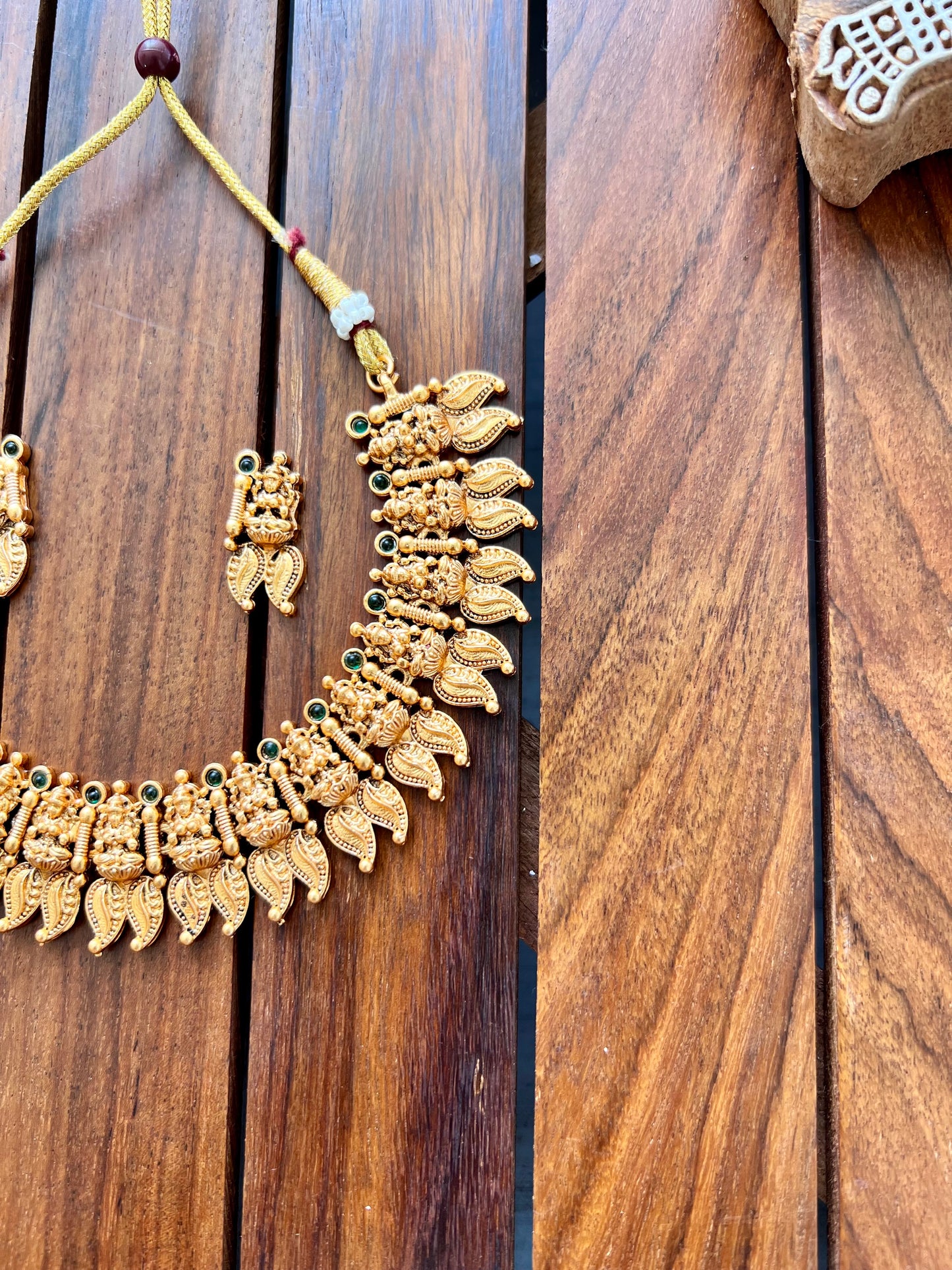 Gold Plated Metal Necklace with Earring