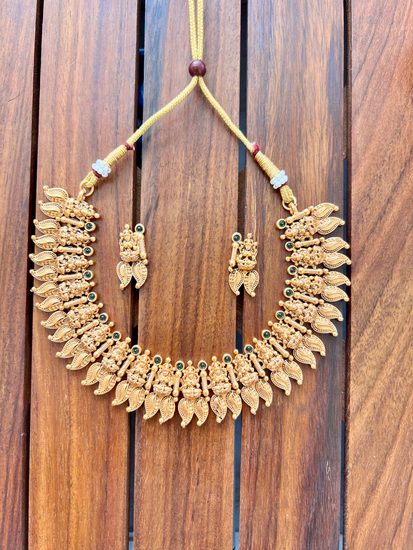 Gold Plated Metal Necklace with Earring