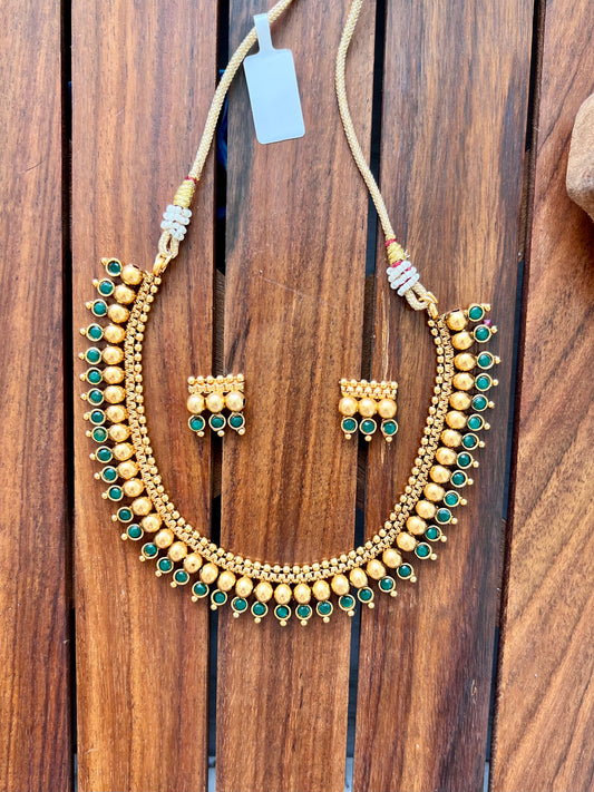 Gold Plated Metal Necklace with Earring