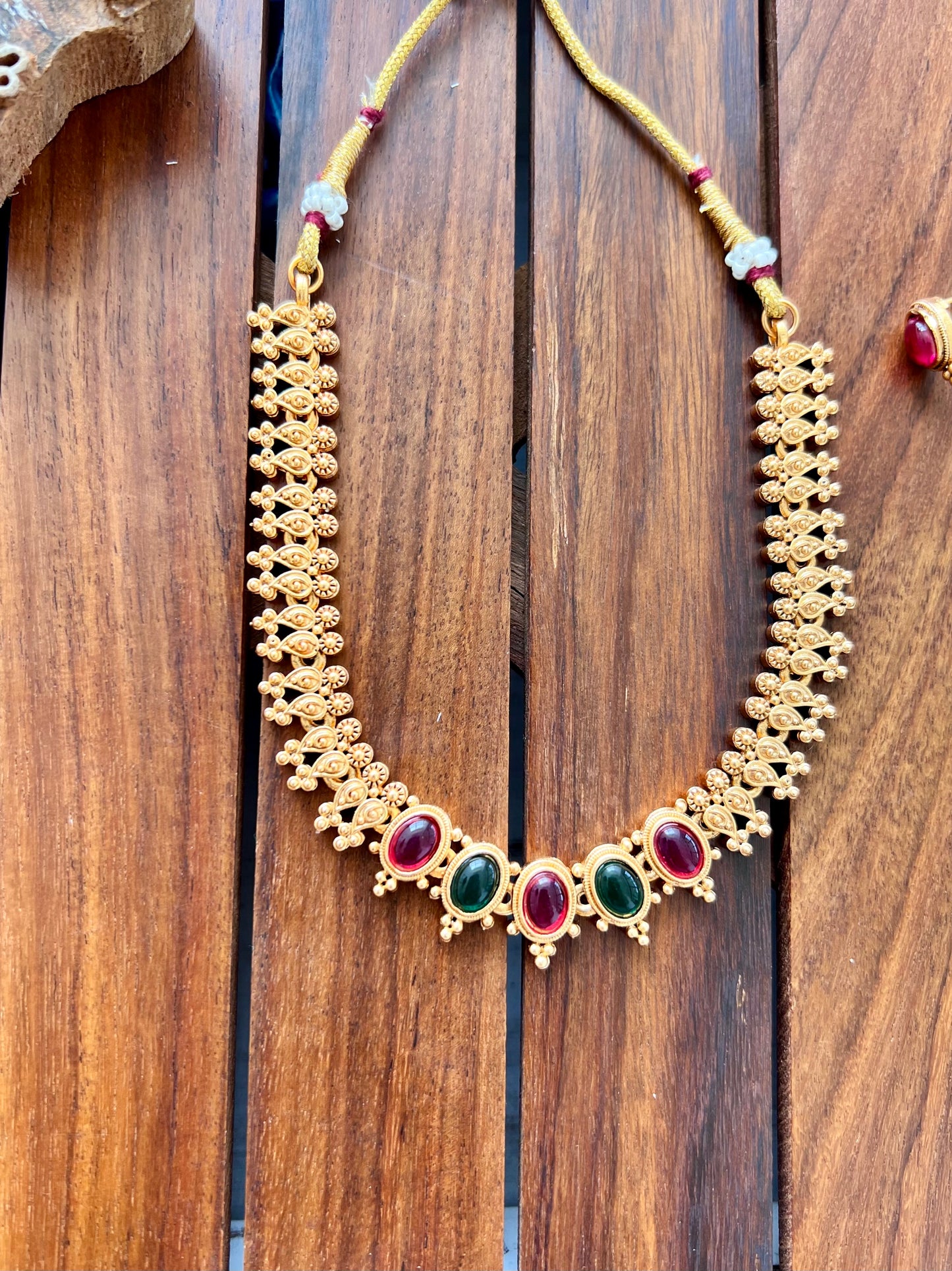 Gold Plated Metal Necklace with Earring