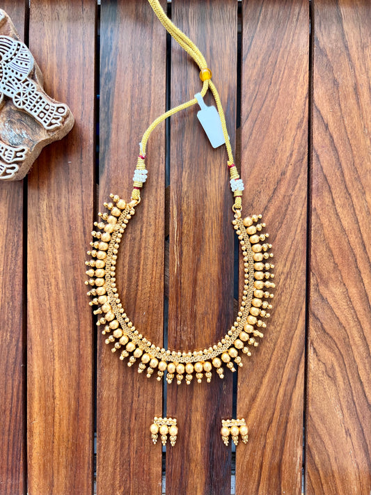 Gold Plated Metal Necklace with Earring