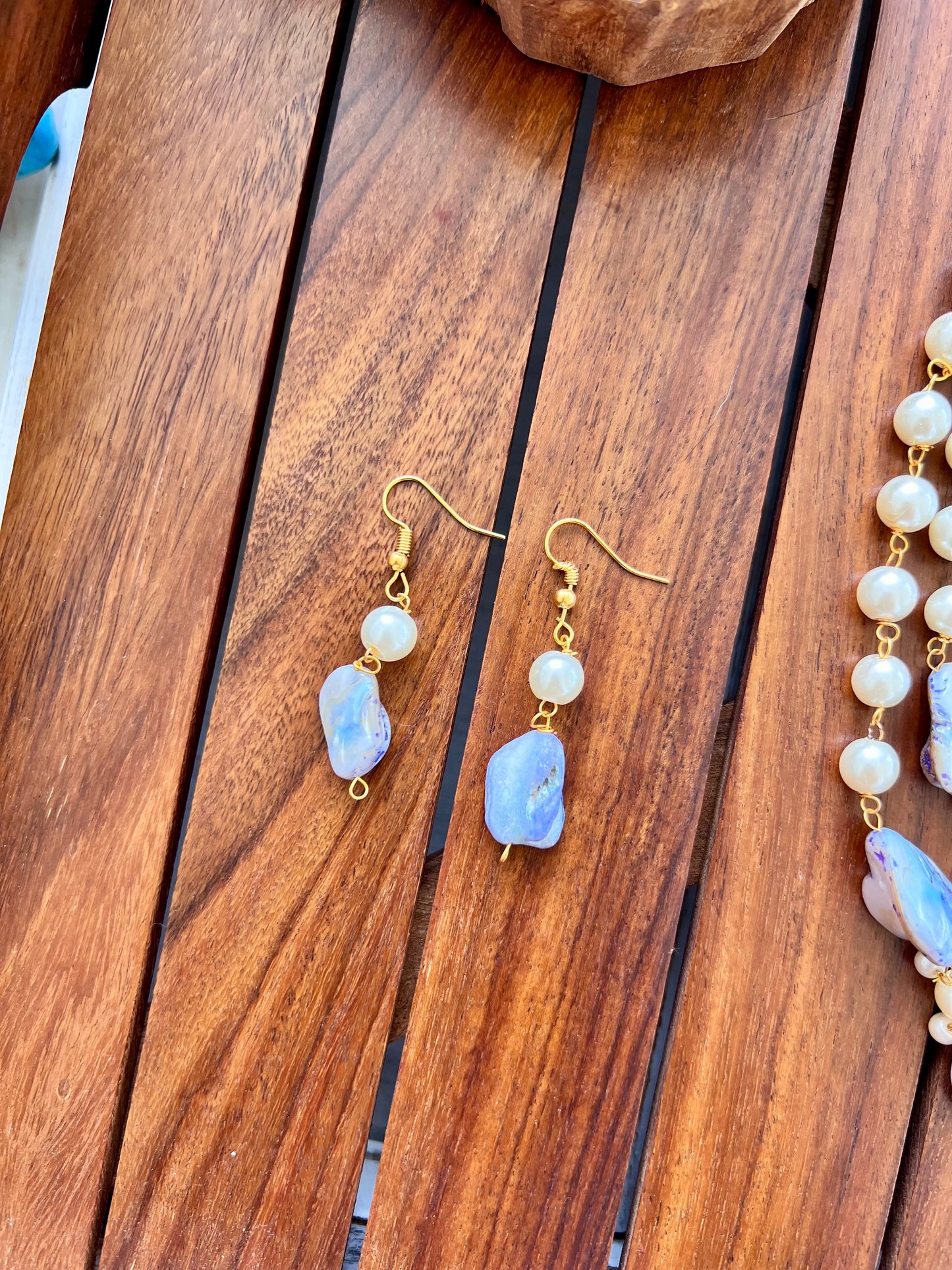 3 Layer Stone Necklace with Earring