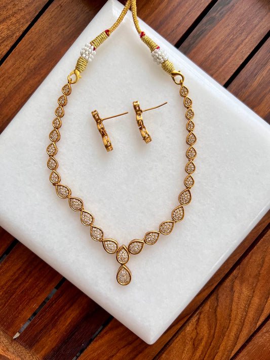 Gold Plated Necklace with Earring