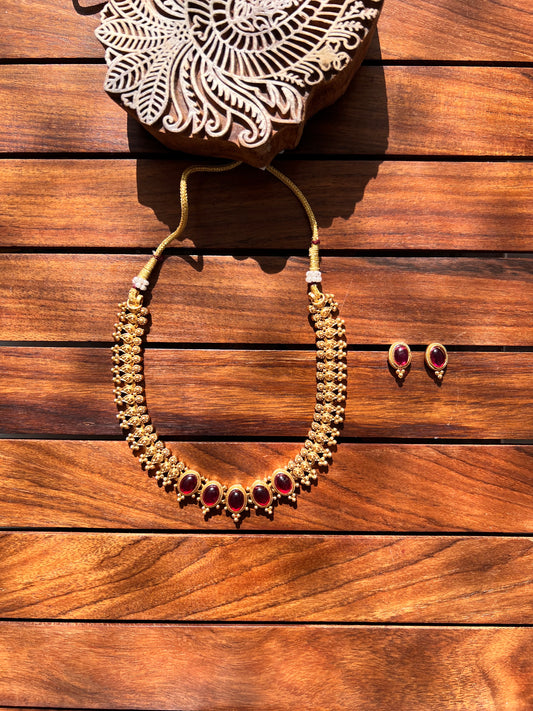 Gold Plated Necklace with Earring