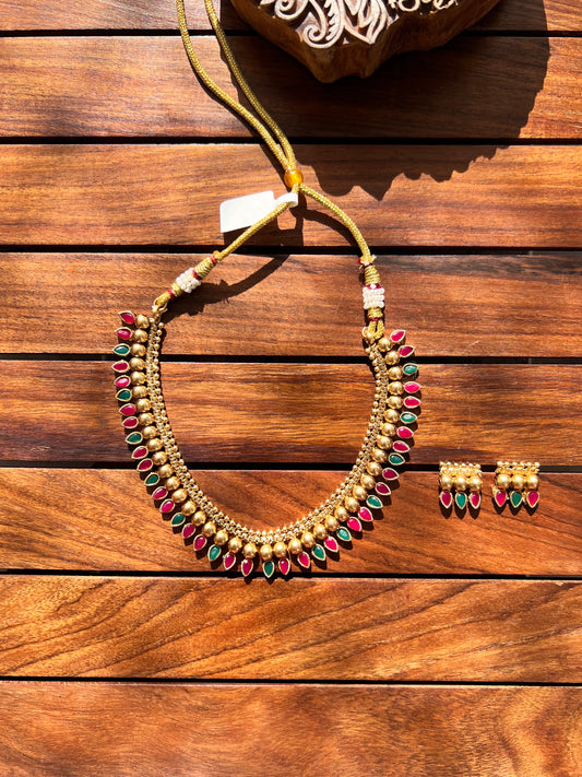 Gold Plated Necklace with Earring