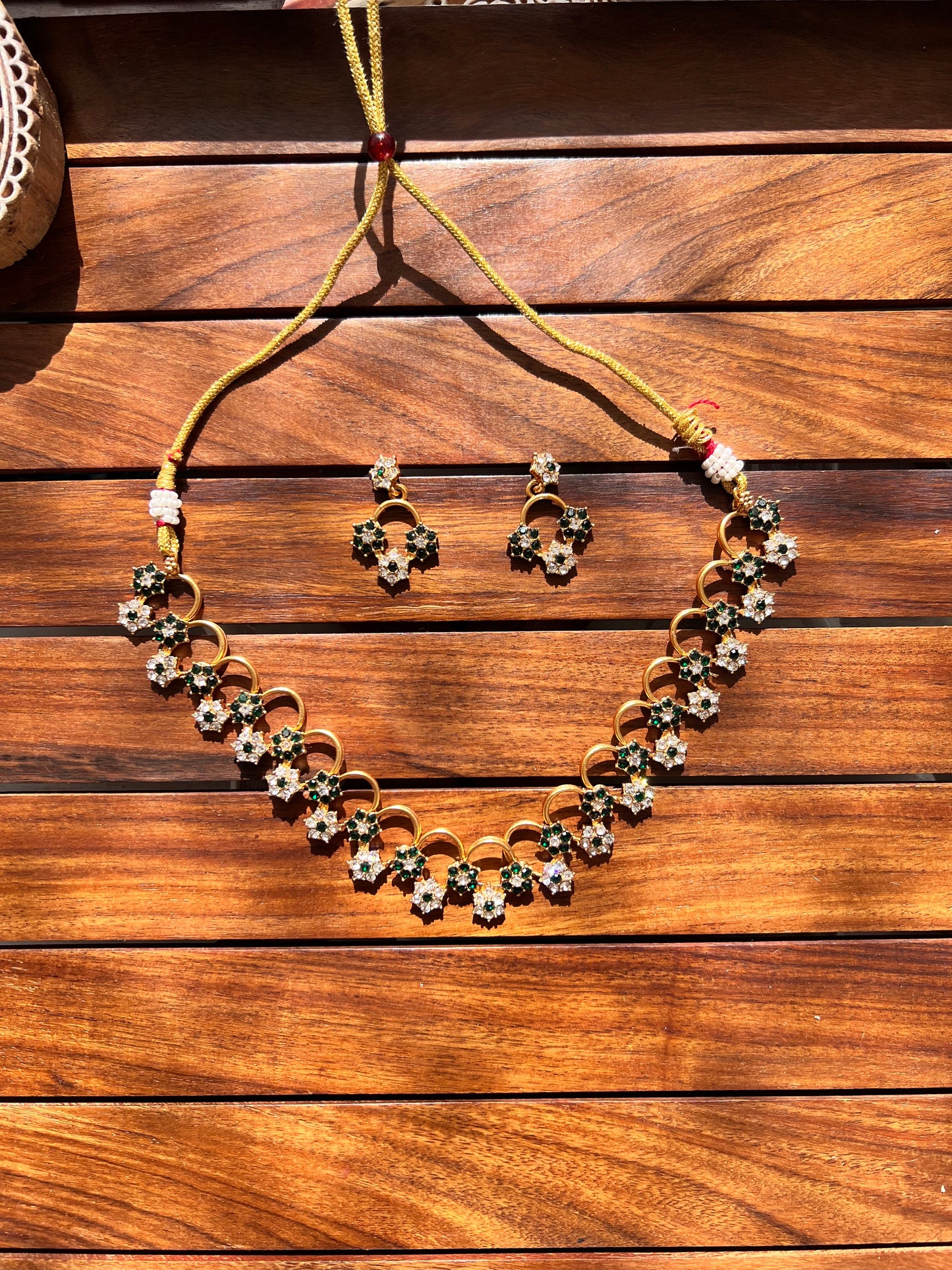 Gold Plated Necklace with Earring Set