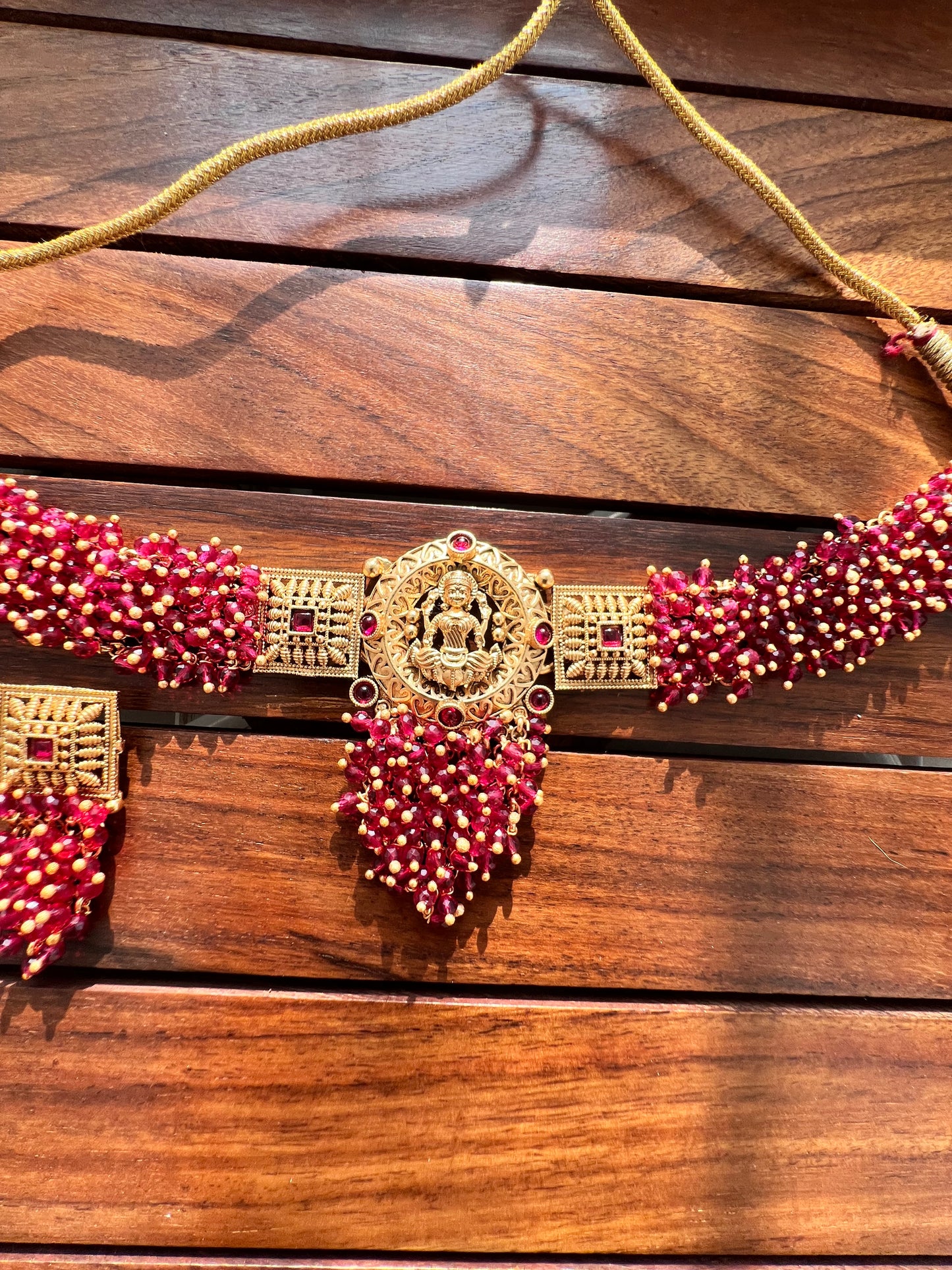 Gold Plated Temple Necklace with Earring