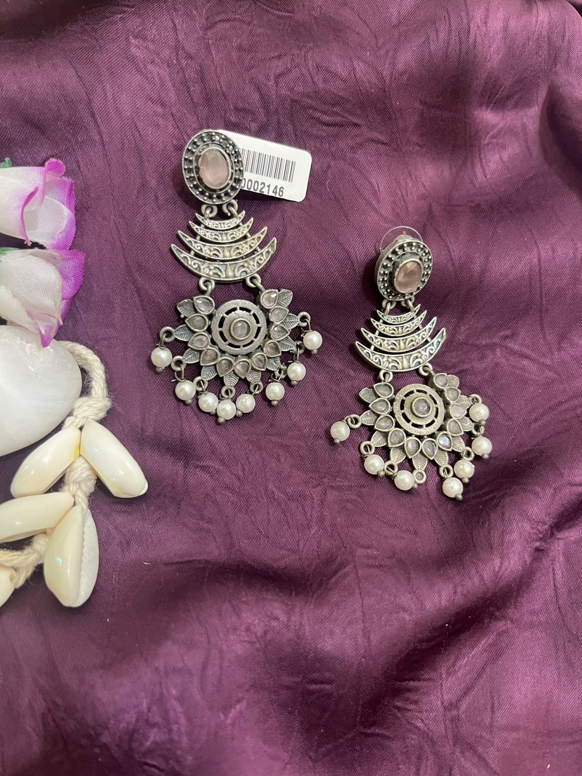 German Silver Oxidised Earring