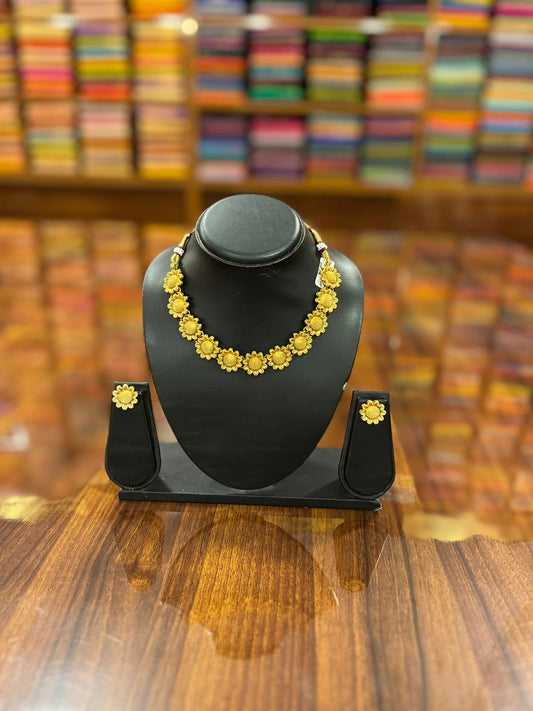 Gold Plated Necklace with Earring