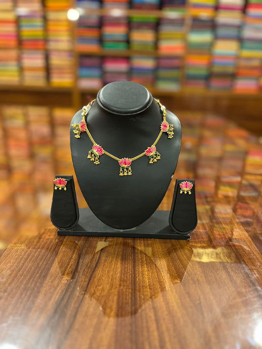 Lotus Necklace with Earring Set