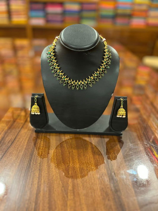 Gold Plated Necklace with Earring